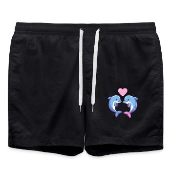 Delfin Paar Liebe Valentinstag - Badeshorts - Schwarz - Vorne - AI Model Male 185 light (185cm)