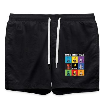 Katzen-Identifizierungs-Guide - Badeshorts - Schwarz - Vorne - AI Model Male 185 light (185cm)