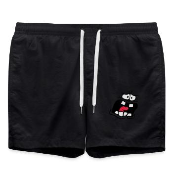 Screaming Anxious Comic Cartoon Face - Swim Trunks - black - Front - AI Model Male 185 light (185cm)