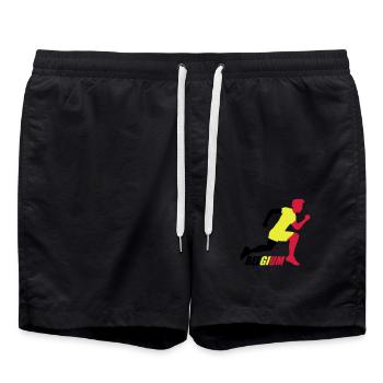 Belgique Belgique Texte Drapeau Cool Football Fan Fun - Short de bain - noir - Devant - AI Model Male 185 light (185cm)