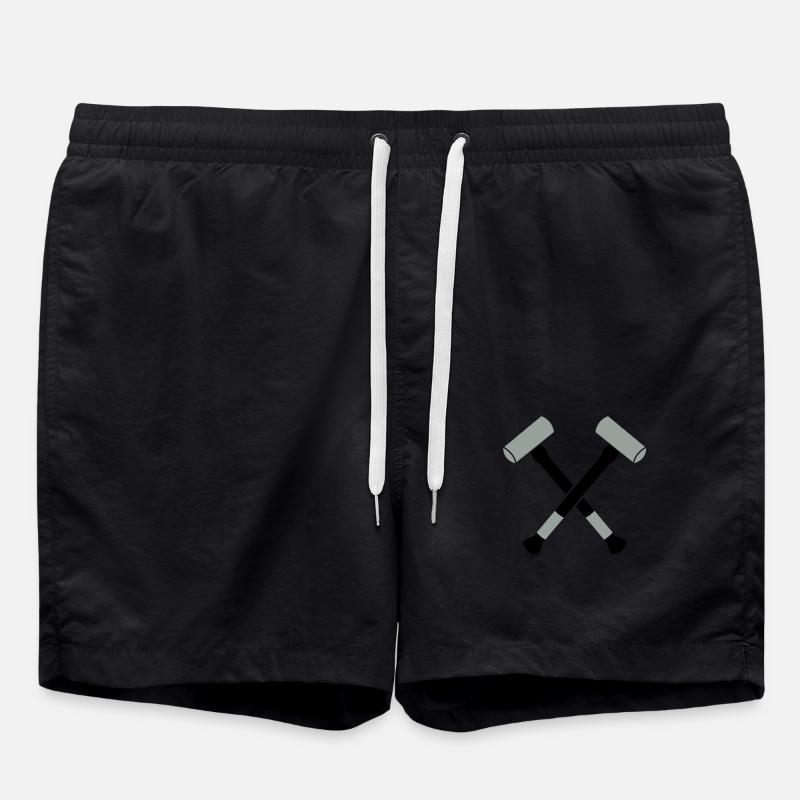 double sledgehammer hammers crossed - Swim Trunks - black