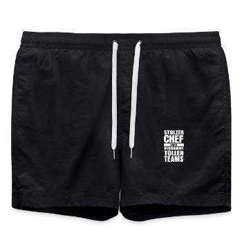 Stolzer Chef eines verdammt tollen Teams - Badeshorts - Schwarz - Vorne - AI Model Male 185 light (185cm)
