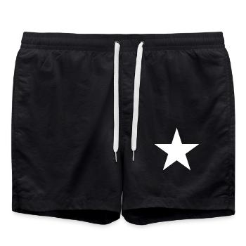 A white star - Swim Trunks - black - Front - AI Model Male 185 light (185cm)