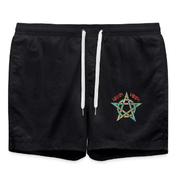 pentagramme 3 e 4 runes wicca vibes - Short de bain - noir - Devant - AI Model Male 185 light (185cm)