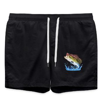 Big Bass, Fishing Gift, Fisherman Cool Gift, Fish - Swim Trunks - black - Front - AI Model Male 185 light (185cm)