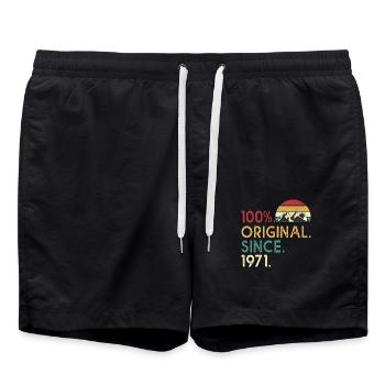 anniversaire 52 ans 1971 Vintage 52 th birthday - Short de bain - noir - Devant - AI Model Male 185 light (185cm)