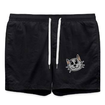 Mignon chat tête - Short de bain - noir - Devant - AI Model Male 185 light (185cm)
