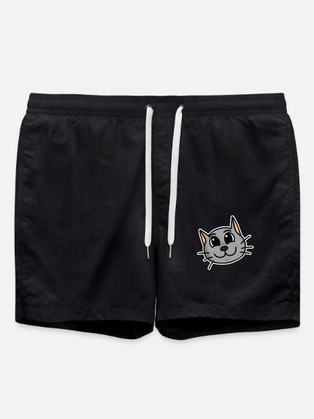 Cute cat head - Swim Trunks - black