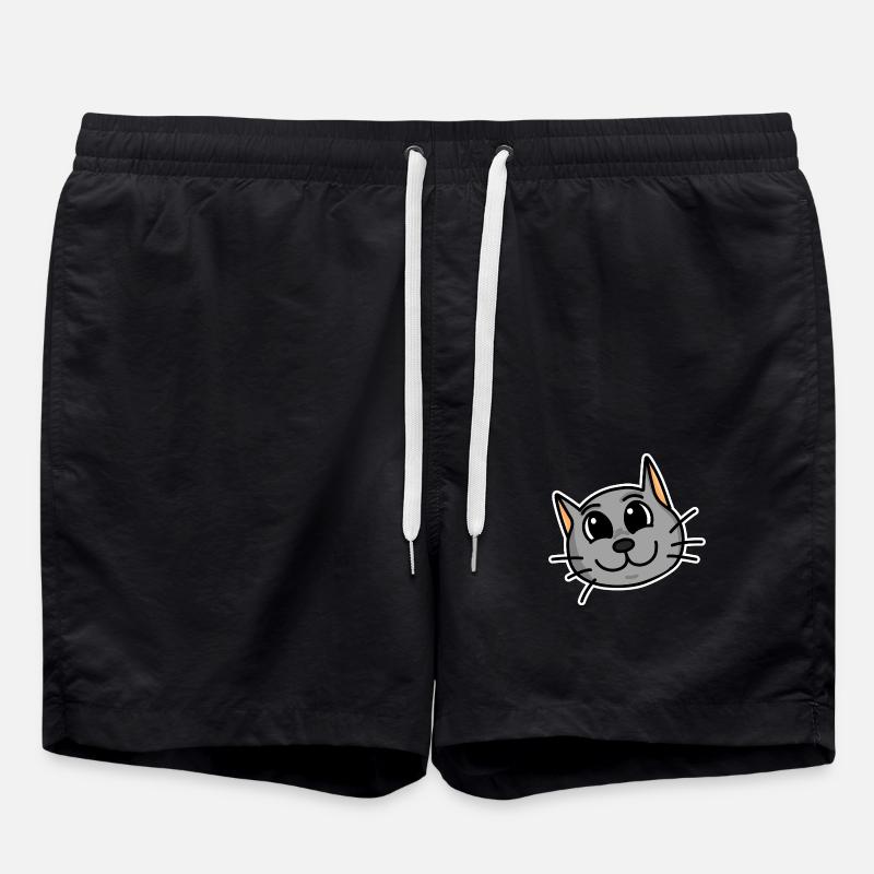 Cute cat head - Swim Trunks - black