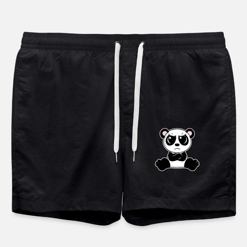 Cute panda is annoyed - Swim Trunks - black