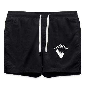 Mountains - Nature - Geometric - Swim Trunks - black - Front - AI Model Male 185 light (185cm)
