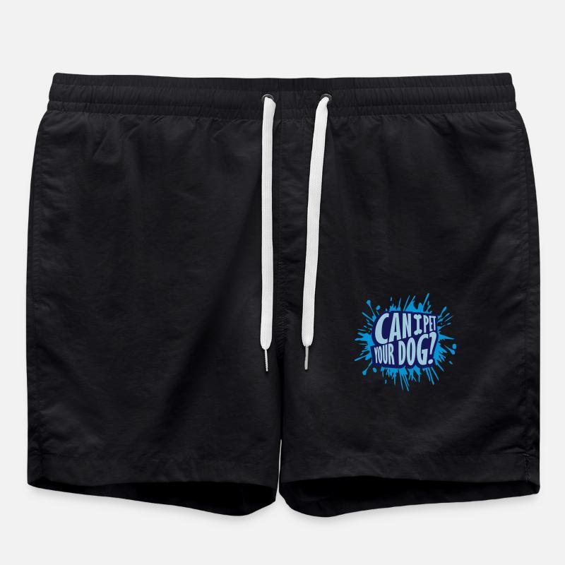 Pet your Dog saying - Swim Trunks - black