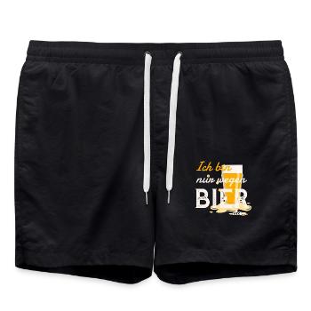 Lustiger Spruch: Ich bin nur wegen Bier da - Badeshorts - Schwarz - Vorne - AI Model Male 185 light (185cm)