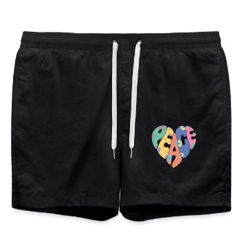 Cœur de fleur de paix coloré pour hommes femmes et enfants - Short de bain - noir - Devant - AI Model Male 185 light (185cm)