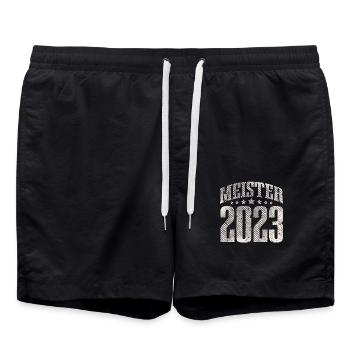 Meister 2023 Meisterprüfung Meisterbrief - Badeshorts - Schwarz - Vorne - AI Model Male 185 light (185cm)