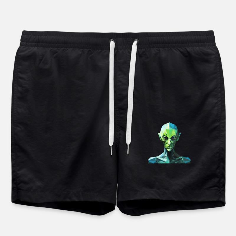 Alien im Polygon-Stil - Badeshorts - Schwarz