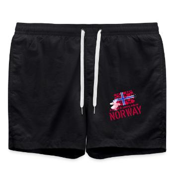 Norway Elk norge - Swim Trunks - black - Front - AI Model Male 185 light (185cm)