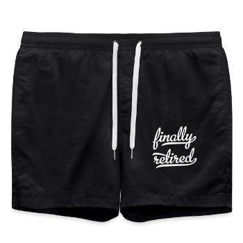 Endlich Rente - Badeshorts - Schwarz - Vorne - AI Model Male 185 light (185cm)