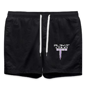 Play it Loud Graffiti Tropfen Playtaste Musik Laut - Badeshorts - Schwarz - Vorne - AI Model Male 185 light (185cm)