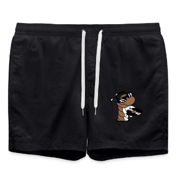DJ Raupe Schallplatte Sonnenbrille Party Musik - Badeshorts - Schwarz - Vorne - AI Model Male 185 light (185cm)