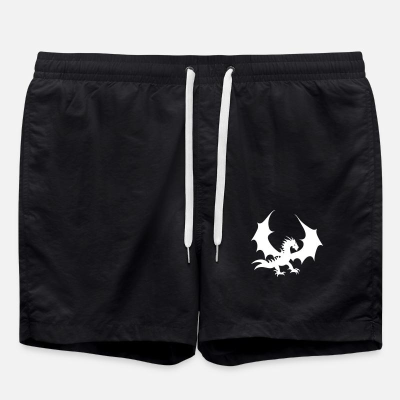 Cool White Dragon - Swim Trunks - black