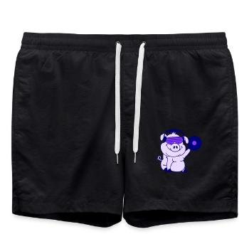 Pig DJ Record Sow Piggy - Swim Trunks - black - Front - AI Model Male 185 light (185cm)