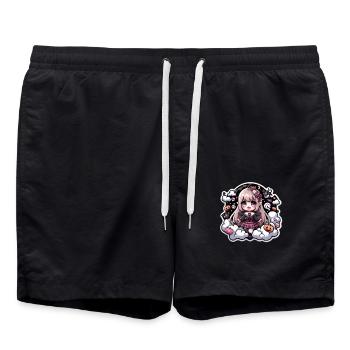 Anime Vampir Mädchen - Badeshorts - Schwarz - Vorne - AI Model Male 185 light (185cm)