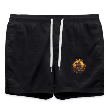 Maison hantée Halloween 2 - Short de bain - noir - Devant - AI Model Male 185 light (185cm)
