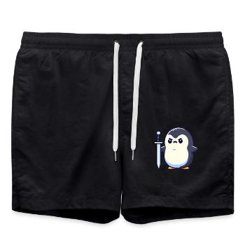 Petit pingouin guerrier - Short de bain - noir - Devant - AI Model Male 185 light (185cm)
