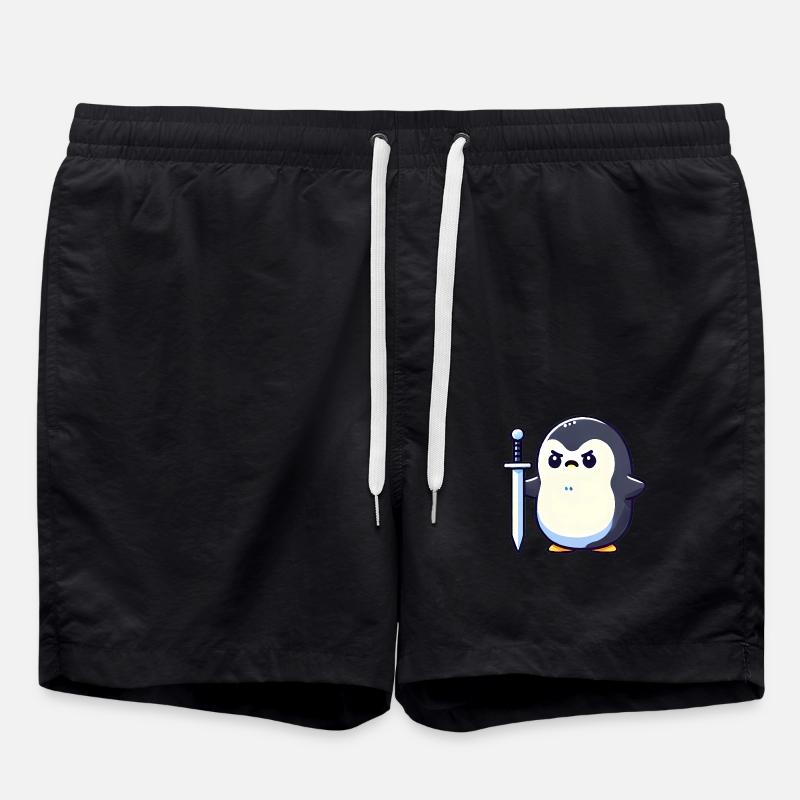 Tiny Penguin Warrior - Swim Trunks - black