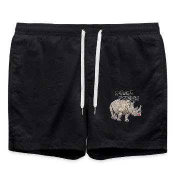 Droits des animaux // Rhinocéros - Short de bain - noir - Devant - AI Model Male 185 light (185cm)