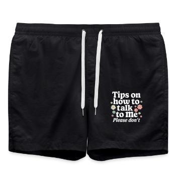 Silent and introverted - Swim Trunks - black - Front - AI Model Male 185 light (185cm)