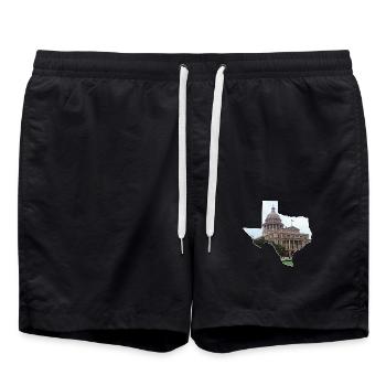 Texas State Capitol in Texas State Map - Swim Trunks - black - Front - AI Model Male 185 light (185cm)