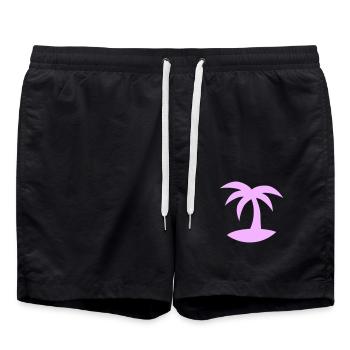 Palm Tree Island Tree Beach Holiday Coconut Sea Cool - Swim Trunks - black - Front - AI Model Male 185 light (185cm)