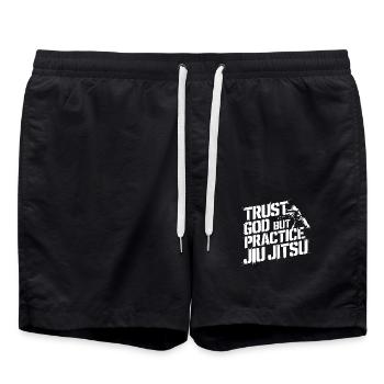 Focus and technique in Jiu Jitsu - Swim Trunks - black - Front - AI Model Male 185 light (185cm)