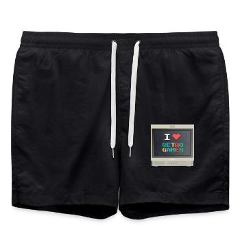 PVM Lover - Retrogames (Beige) - Short de bain - noir - Devant - AI Model Male 185 light (185cm)
