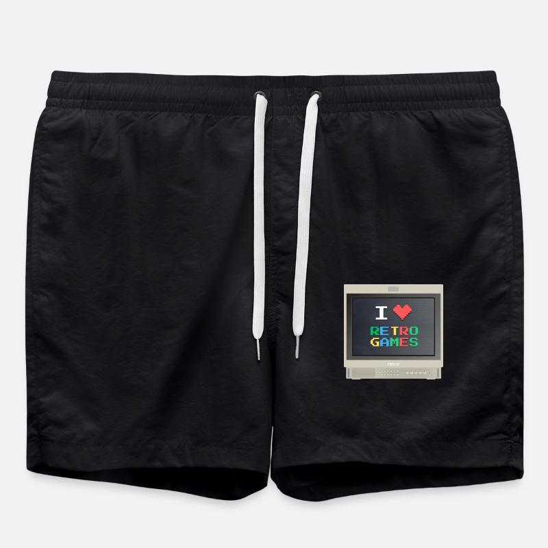 PVM Lover - Retrogames (Beige) - Badeshorts - Schwarz
