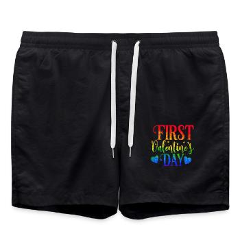 xoxo love you amore Flowers Women Valentine day - Swim Trunks - black - Front - AI Model Male 185 light (185cm)