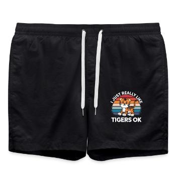 Tiger Animal Zoo Wild Animal - Swim Trunks - black - Front - AI Model Male 185 light (185cm)