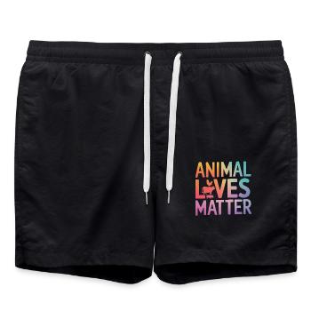 Vegetarian Vegan Veggie Vegetarian - Swim Trunks - black - Front - AI Model Male 185 light (185cm)