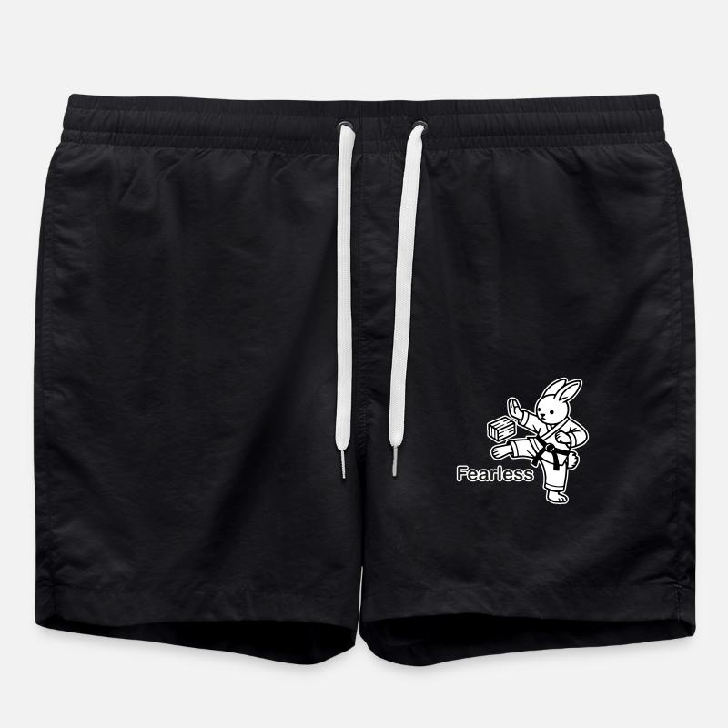 Karate Bunny Chopping wood - Fearless Design - Swim Trunks - black