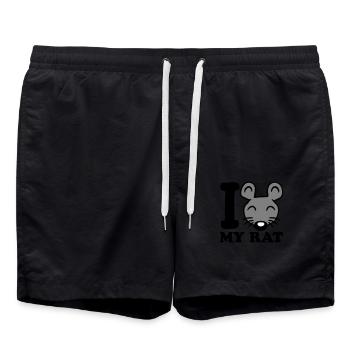 I Love My Rat Text Spruch Maus Süße Kleine Ratte - Badeshorts - Schwarz - Vorne - AI Model Male 185 light (185cm)