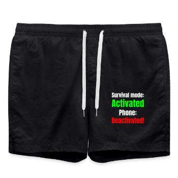 Survival mode acktivated phone deactivated! - Swim Trunks - black - Front - AI Model Male 185 light (185cm)