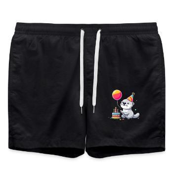 Sea Otter Kid Celebrating Birthday - Badeshorts - Schwarz - Vorne - AI Model Male 185 light (185cm)