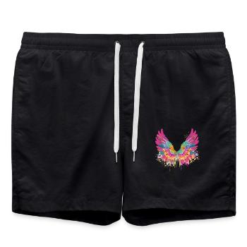 angel wings,angelwings,colorful,graffiti - Swim Trunks - black - Front - AI Model Male 185 light (185cm)