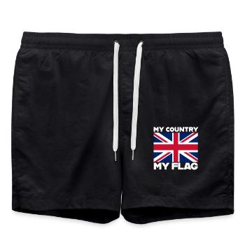 My Country -My Flag - Swim Trunks - black - Front - AI Model Male 185 light (185cm)
