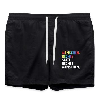 Menschenrechte Spruch Demo Regenbogen - Badeshorts - Schwarz - Vorne - AI Model Male 185 light (185cm)