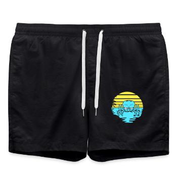Oktopus Meer Sonnenuntergang Strand Urlaub Linien - Badeshorts - Schwarz - Vorne - AI Model Male 185 light (185cm)