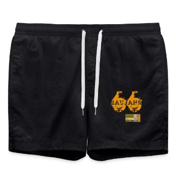 Baujahr 1966 schrift - Badeshorts - Schwarz - Vorne - AI Model Male 185 light (185cm)