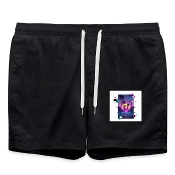 Retrospektive - Badeshorts - Schwarz - Vorne - AI Model Male 185 light (185cm)